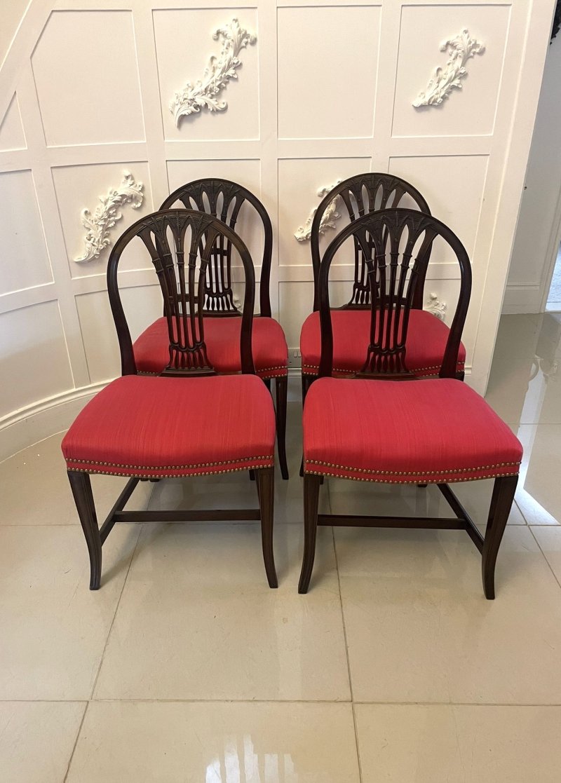 Outstanding Quality Set of 4 Antique Victorian Carved Mahogany Dining Chairs
